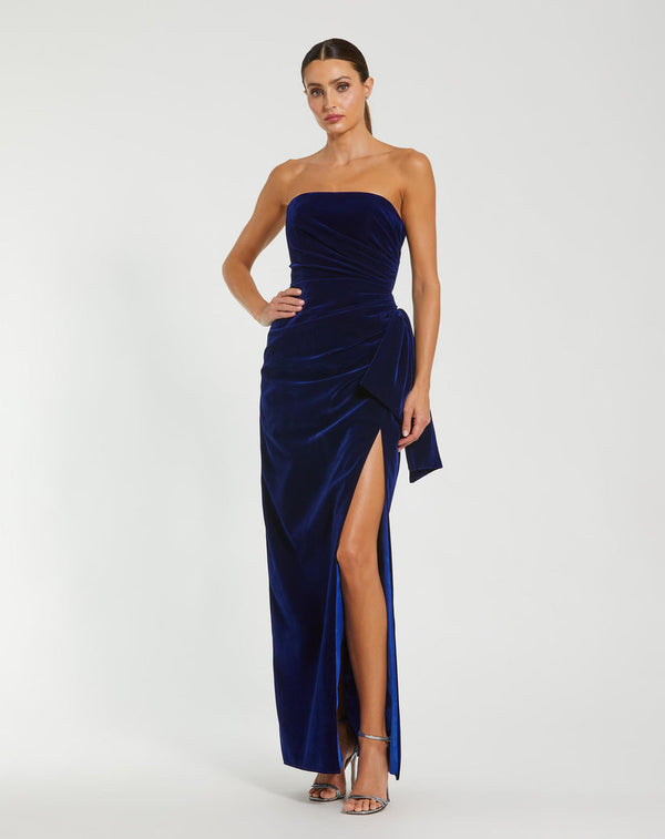 Long Velvet Dress Formal Fitted Prom Mac Duggal 55080
