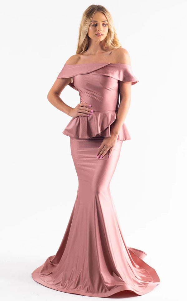 Jessica Angel 550 Long Formal Fitted Peplum Evening Prom Dress