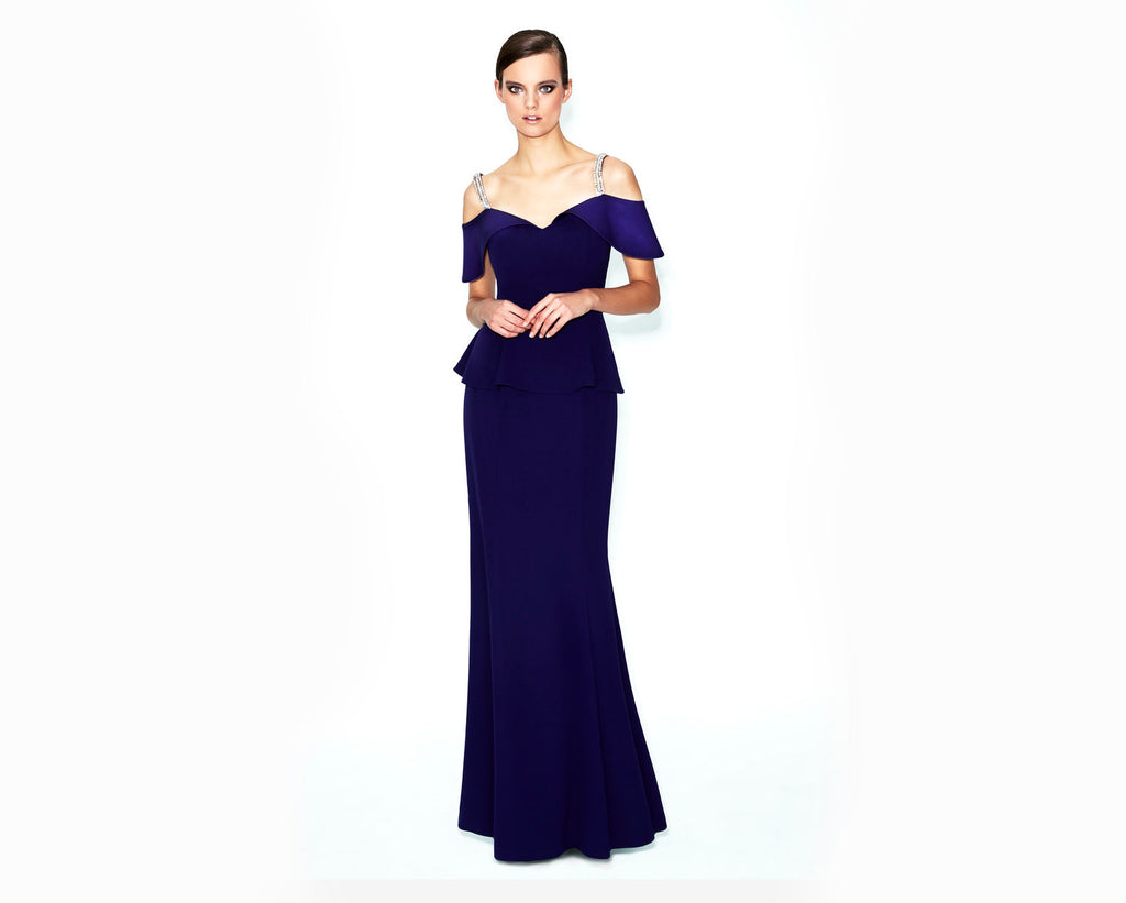 Alexander by Daymor 550 Long Formal Peplum Evening Dress Alexander by Daymor 550 Long Formal Peplum Evening Dress