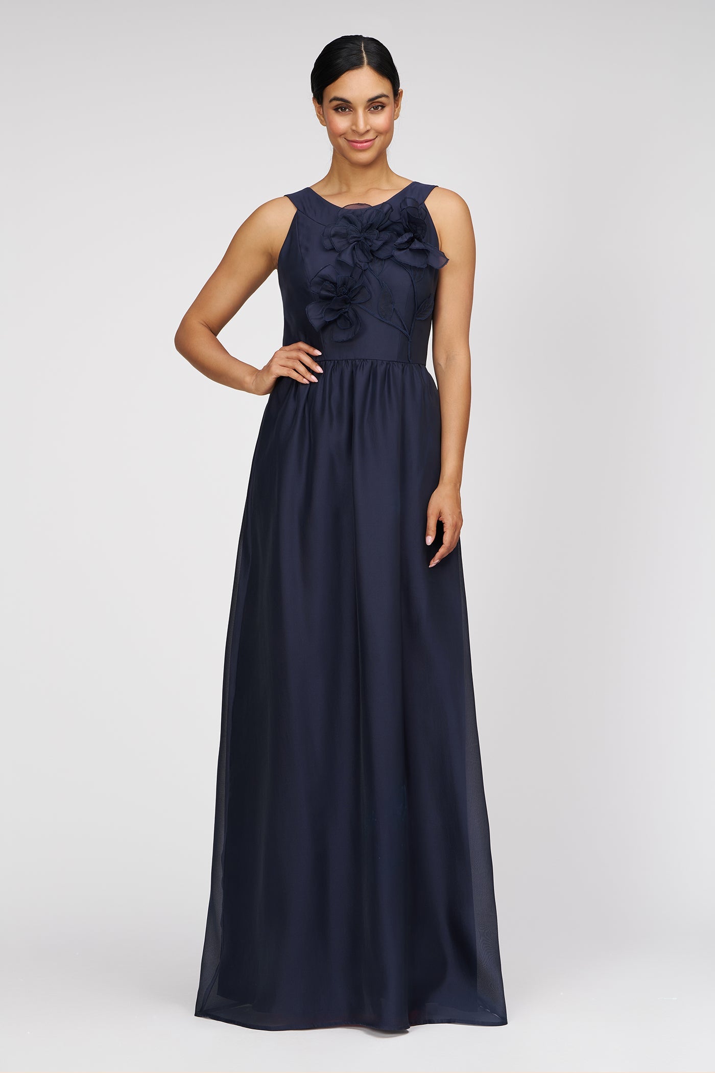 3D Floral Halter Fit-and-Flare Gown Kay Unger 55113250