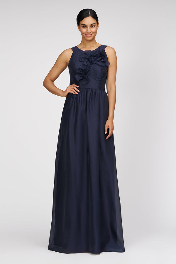 3D Floral Halter Fit-and-Flare Gown Kay Unger 55113250