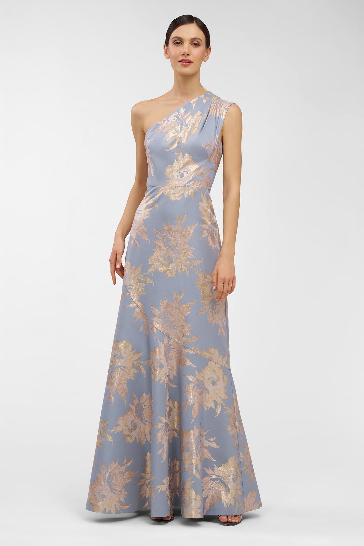 One-Shoulder Metallic Jacquard Gown Kay Unger 55113730
