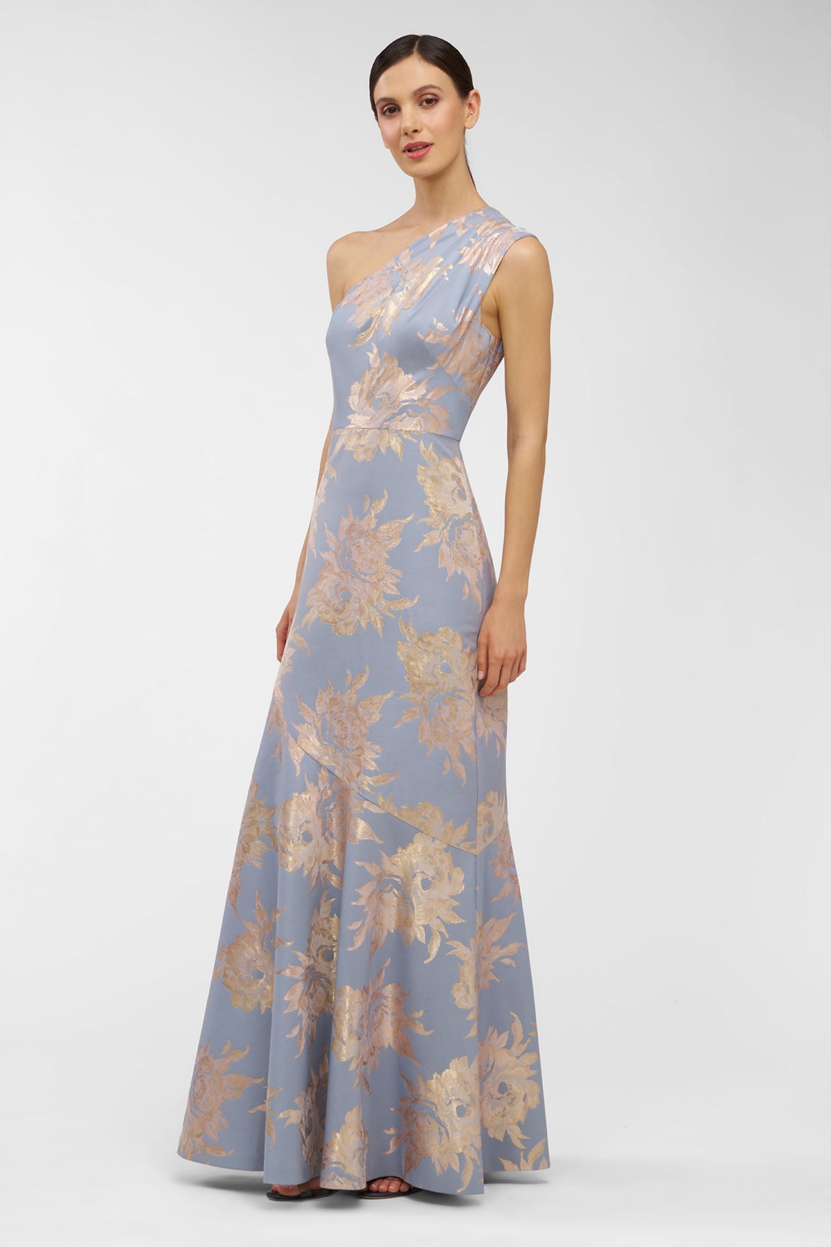 One-Shoulder Metallic Jacquard Gown Kay Unger 55113730
