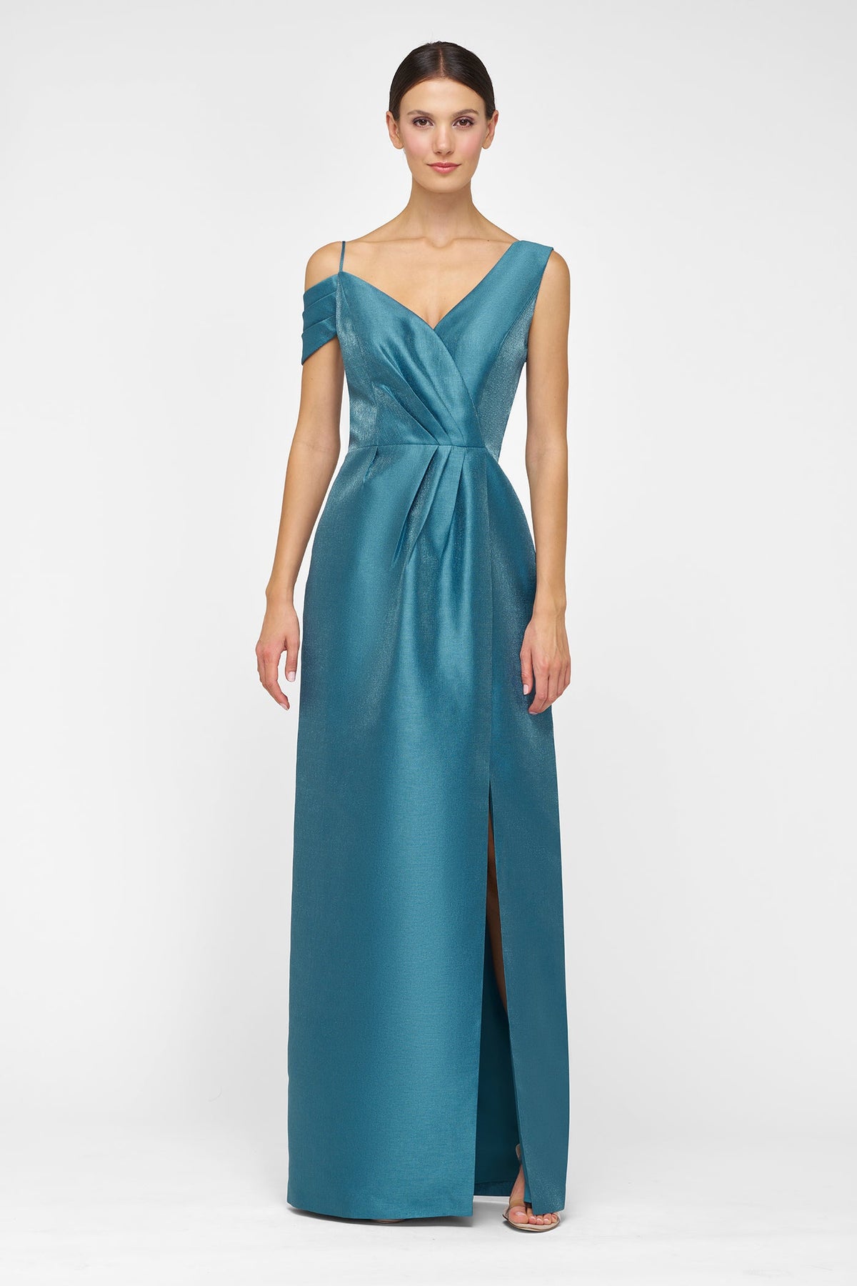 Kay Unger Rowan Column Gown in Ocean Teal