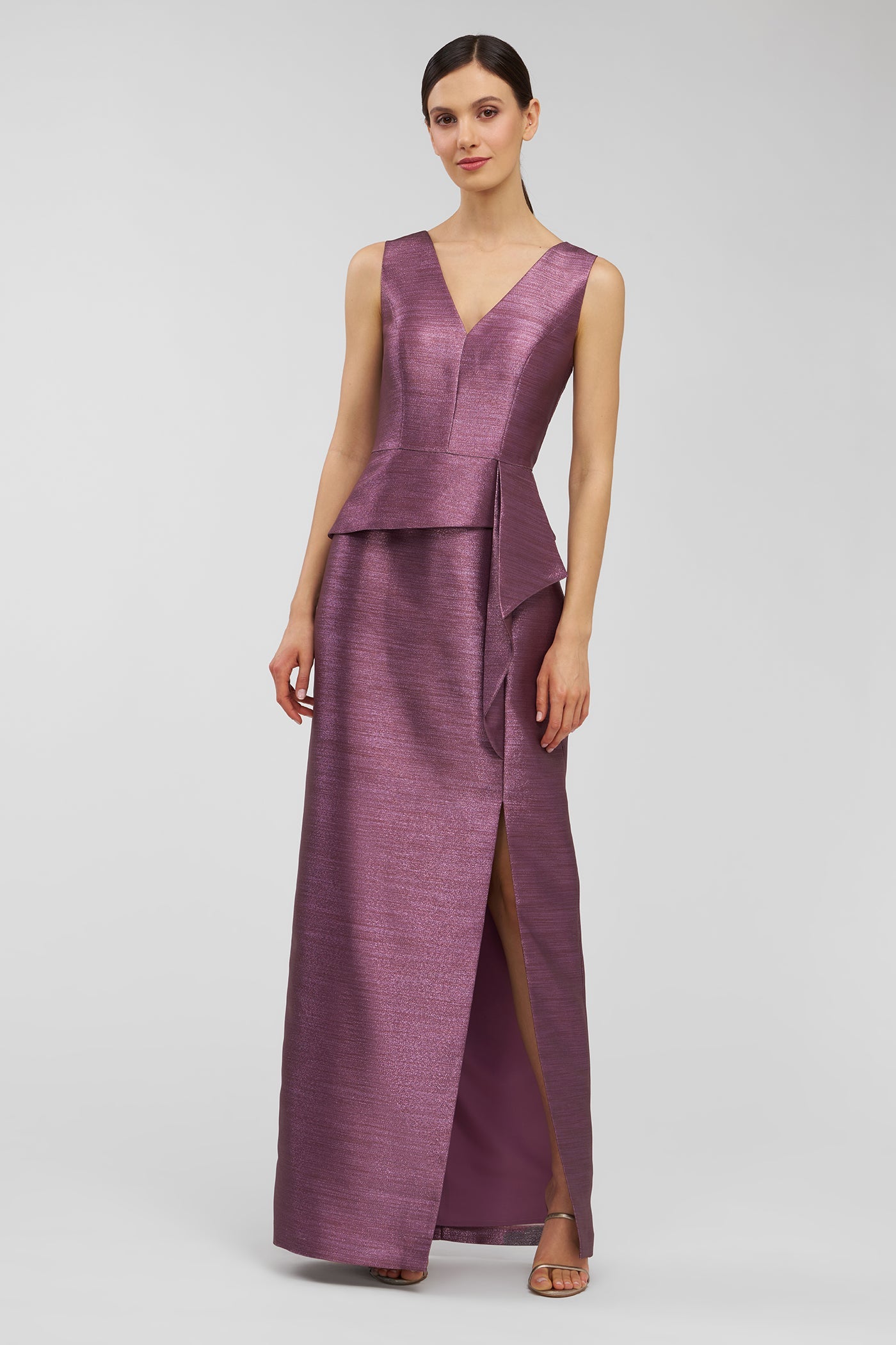 Kay Unger Octavia Column Gown in Deep Mink