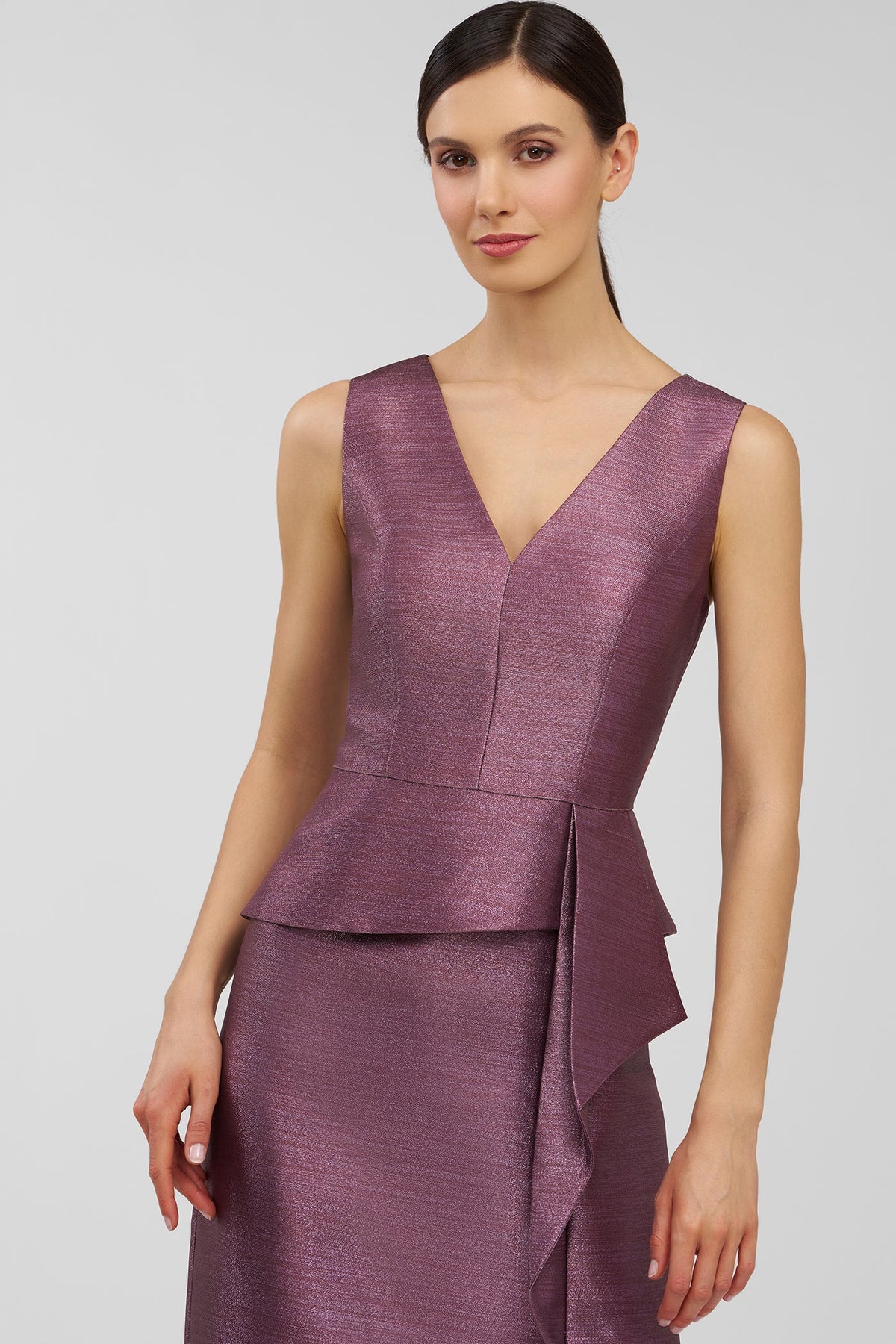 Kay Unger Octavia Column Gown in Deep Mink
