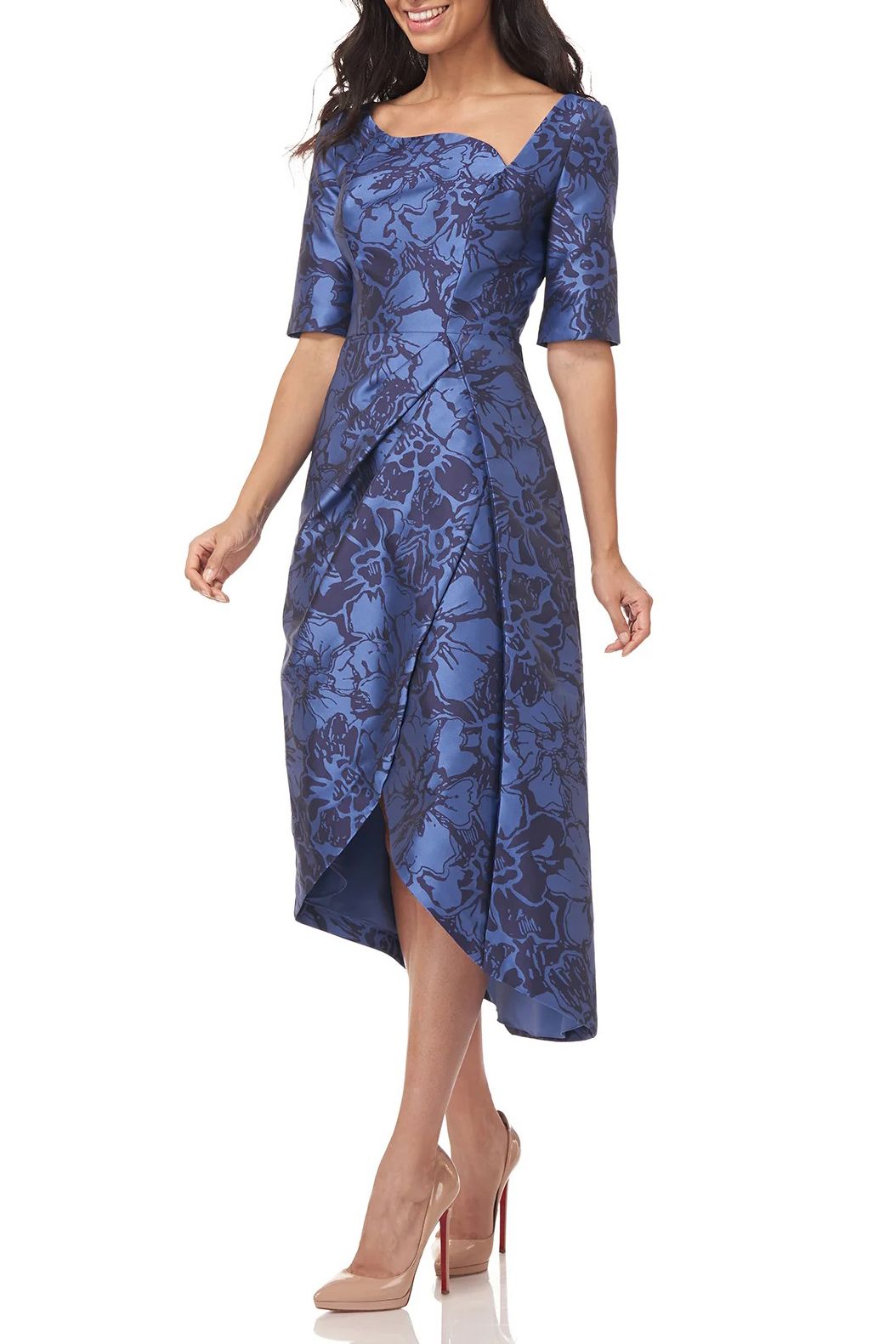 Kay Unger 5515161 Short Sleeve Tea Length Cocktail Dress