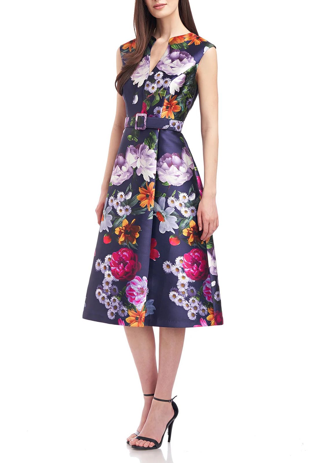 Kay Unger 5515809 Sleeveless Floral Print Knee Length Cocktail Dress