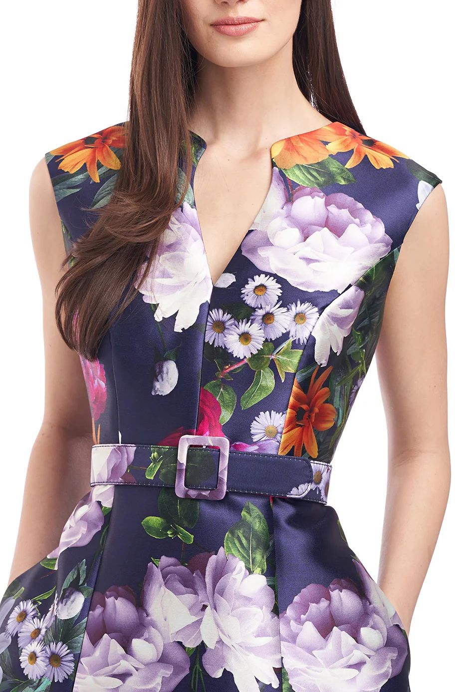 Kay Unger 5515809 Sleeveless Floral Print Knee Length Cocktail Dress