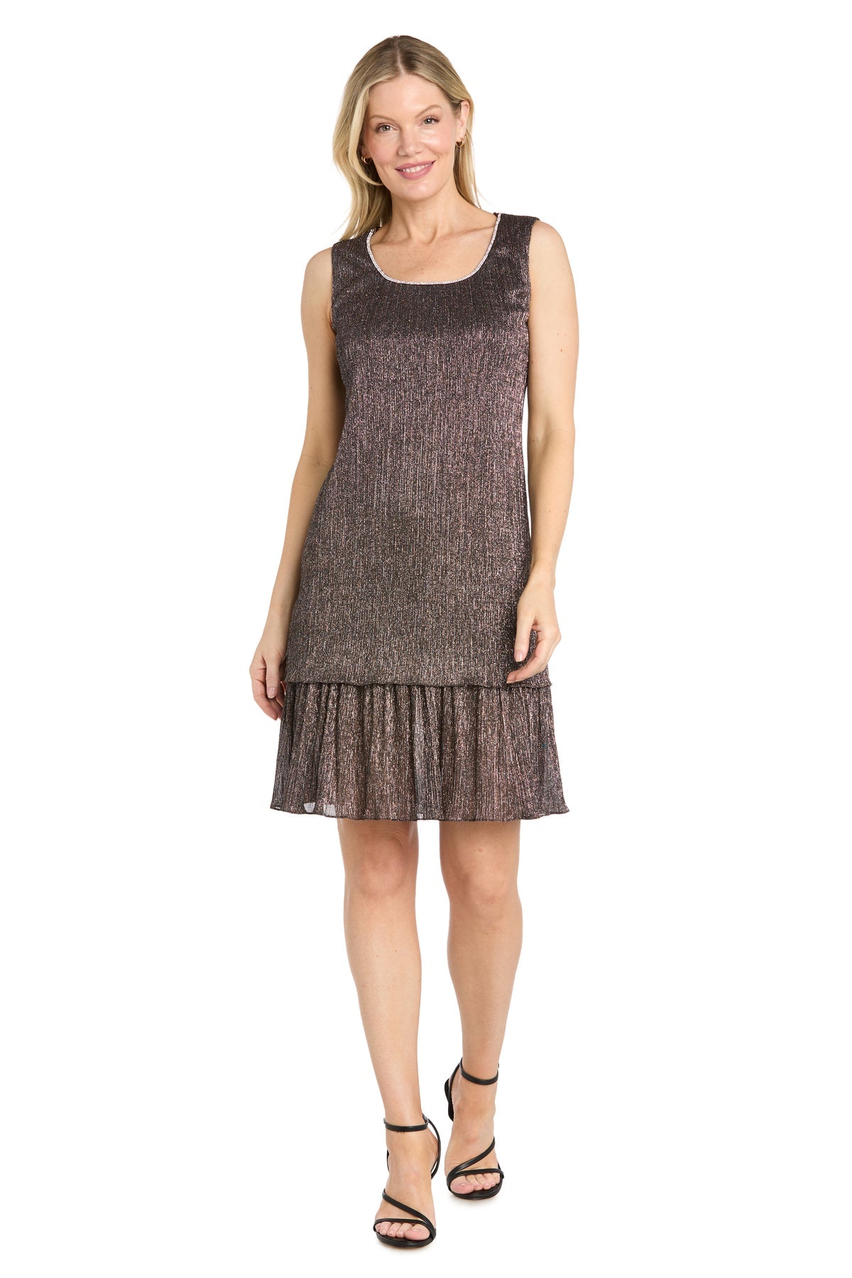 Black R&M Richards 5517 Scoop-Neck Short Chiffon Tiered Cocktail Dress Jacket