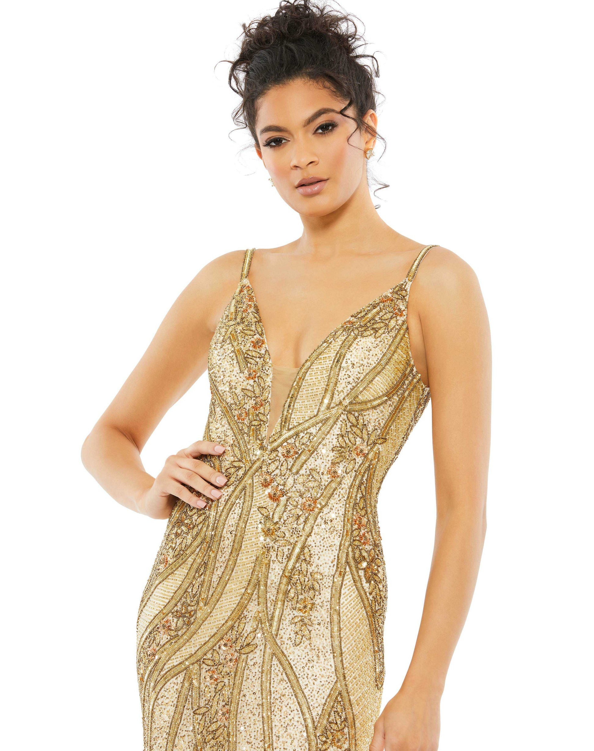 Mac Duggal 5517 Fitted Sequin Beaded Formal Prom Long Dress