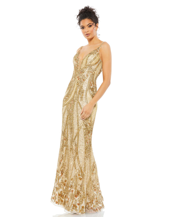 Sequin Beaded Dress Fitted Mac Duggal 5517