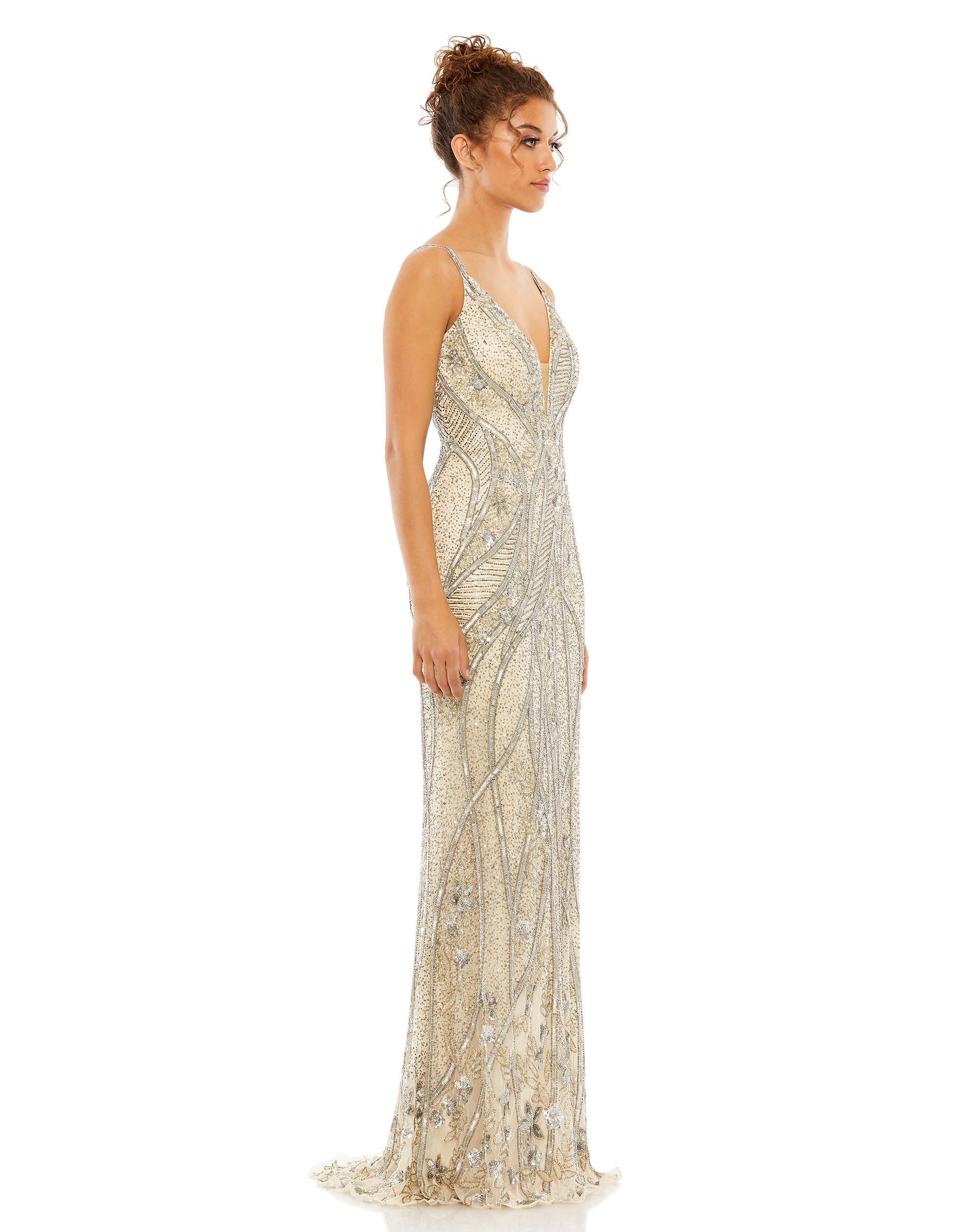 Mac Duggal 5517 Fitted Sequin Beaded Formal Prom Long Dress