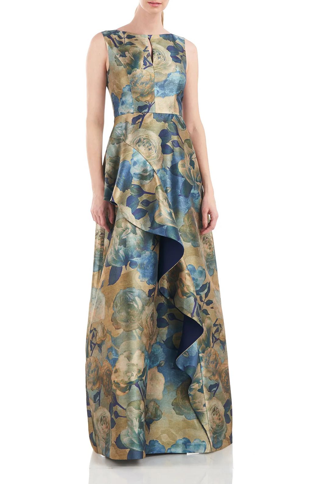 Kay Unger 5518282 Long Sleeveless Floral Print Formal Dress