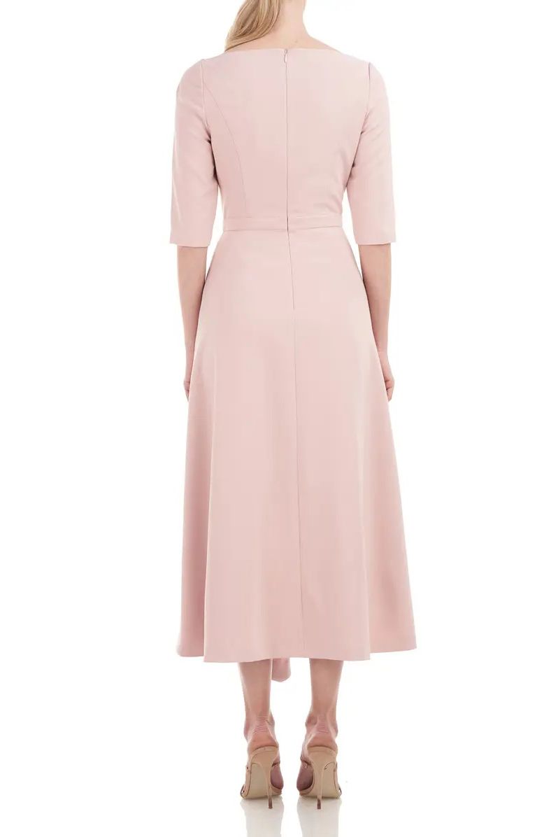 Soft Blush 10 Kay Unger 5518822 3/4 Sleeve Pleated Tea Length Dress Sale