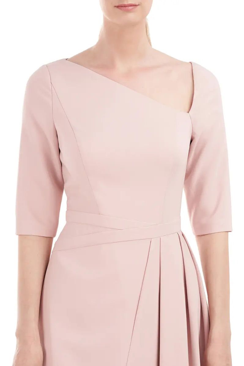 Soft Blush 10 Kay Unger 5518822 3/4 Sleeve Pleated Tea Length Dress Sale