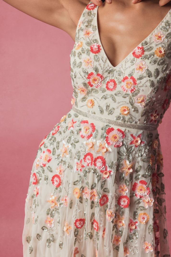 Cocktail Dresses Short Sleeveless Cocktail Tea Length Dress Nude Multi