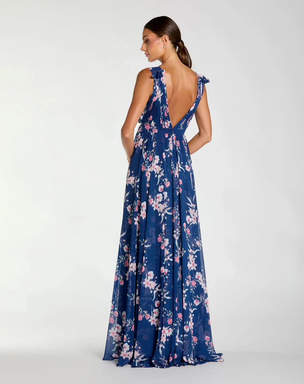 Formal Dresses Long Sleeveless Formal Chiffon Gown Blue Multi