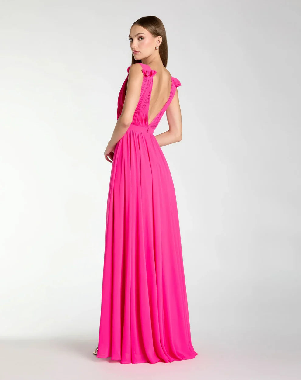 Formal Dresses Long Sleeveless Formal Chiffon Gown Hot Pink