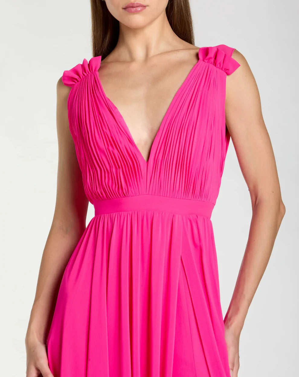 Formal Dresses Long Sleeveless Formal Chiffon Gown Hot Pink