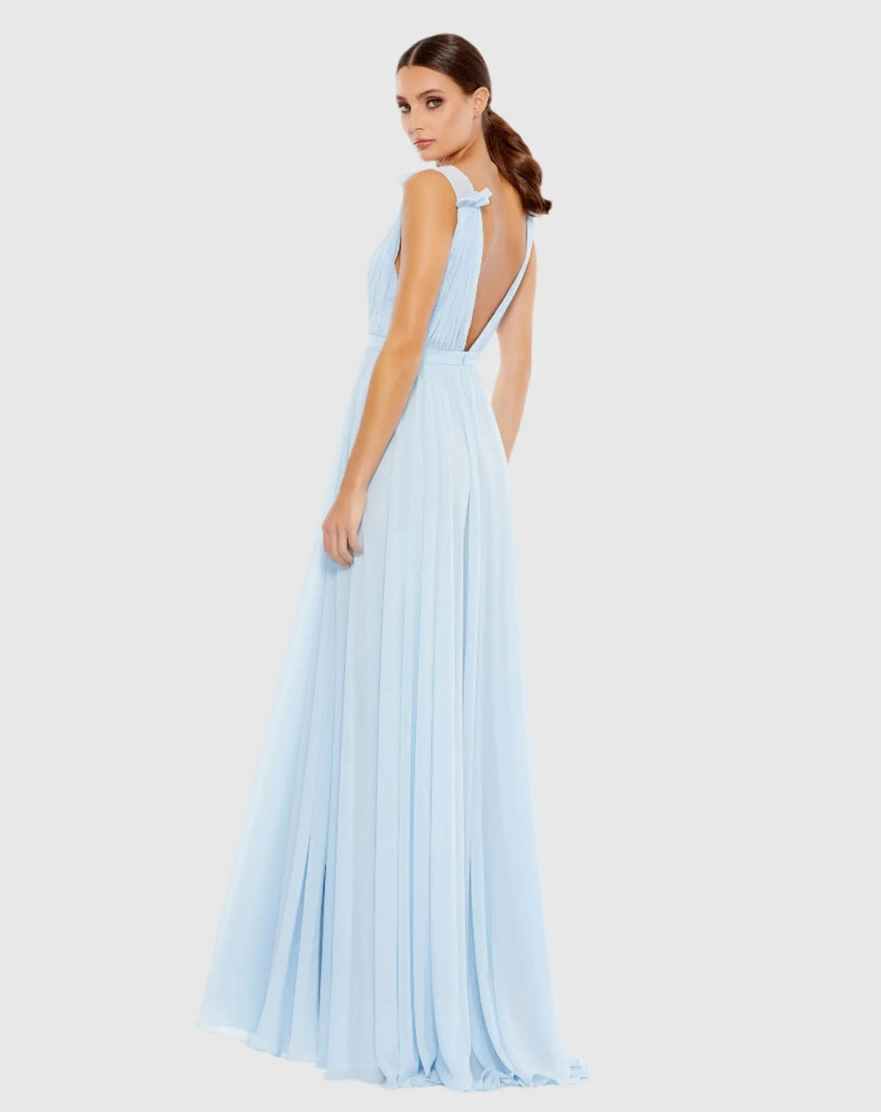 Prom Dresses Long Formal Pleated Slit Petite Prom Dress Mac Duggal 9955321P  Powder Blue