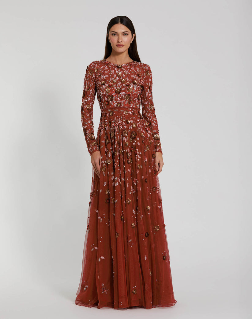 Mac Duggal 5533 Mother of the Bride Long Sleeve Formal Dress