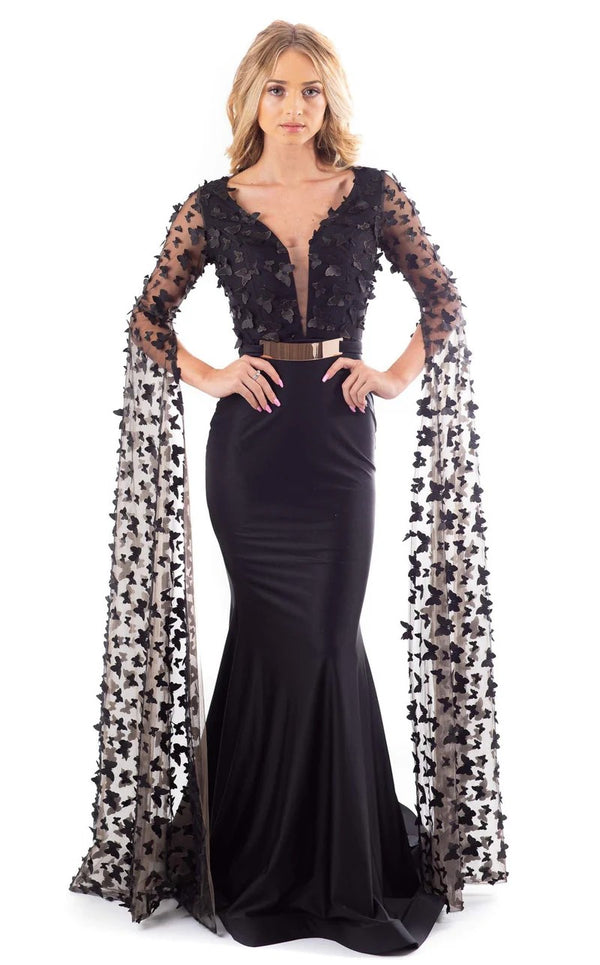 Jessica Angel 553 Long Sleeve Formal Fitted Evening Dress