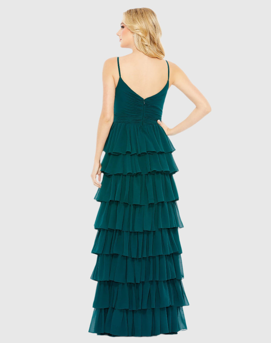 Sexy Spaghetti Strap Tiered Dress Tiered Detail Mac Duggal 55416