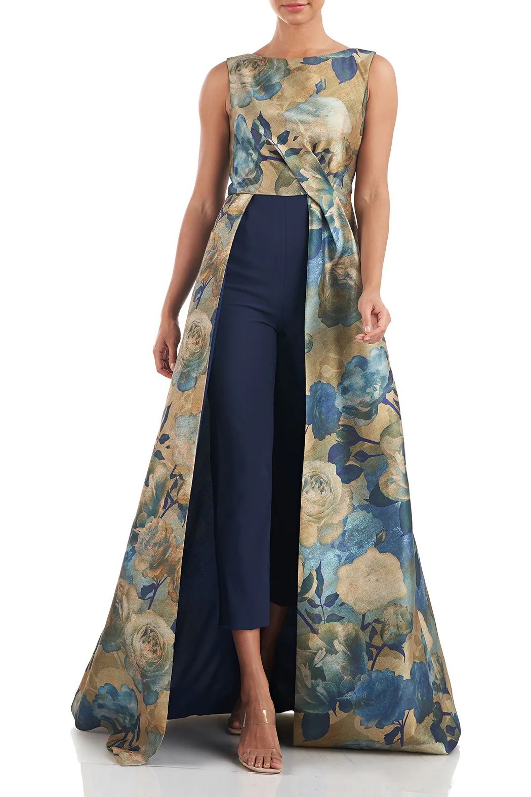 Kay Unger 5548231 Long Sleeveless Formal Floral Print Jumpsuit