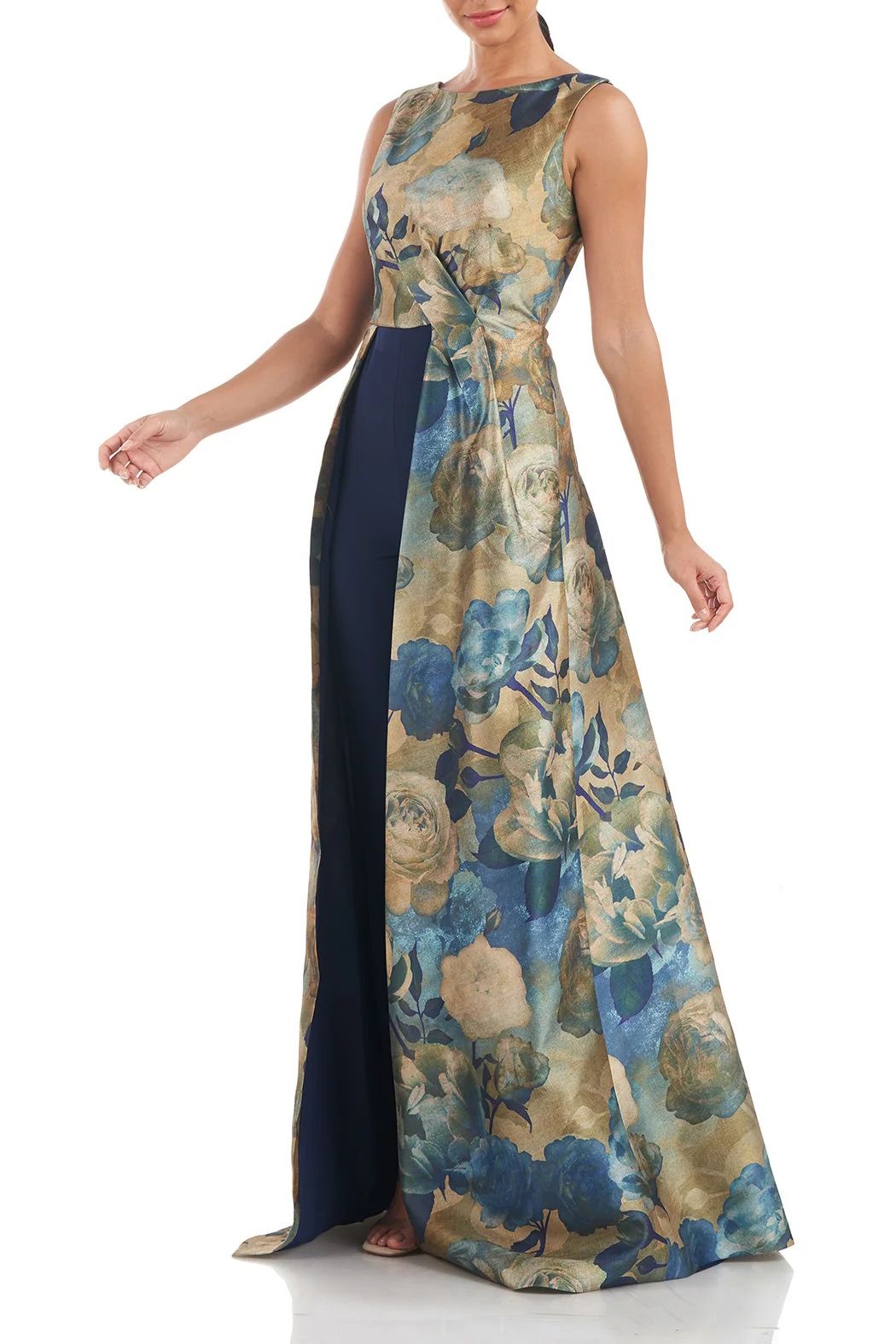 Kay Unger 5548231 Long Sleeveless Formal Floral Print Jumpsuit