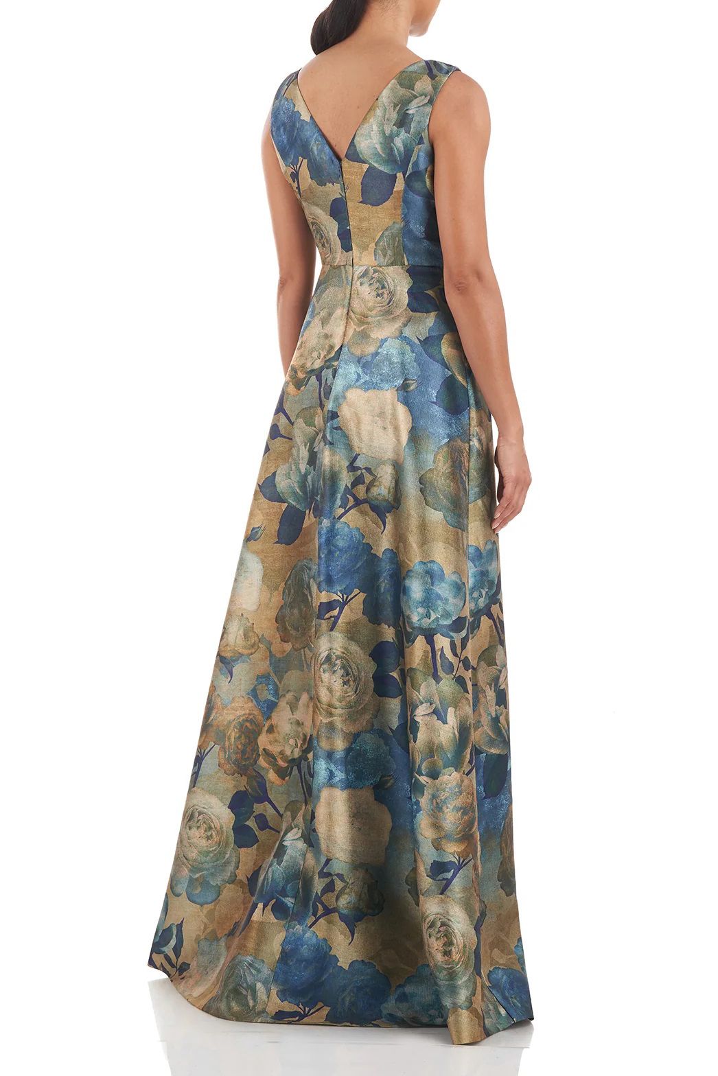 Kay Unger 5548231 Long Sleeveless Formal Floral Print Jumpsuit
