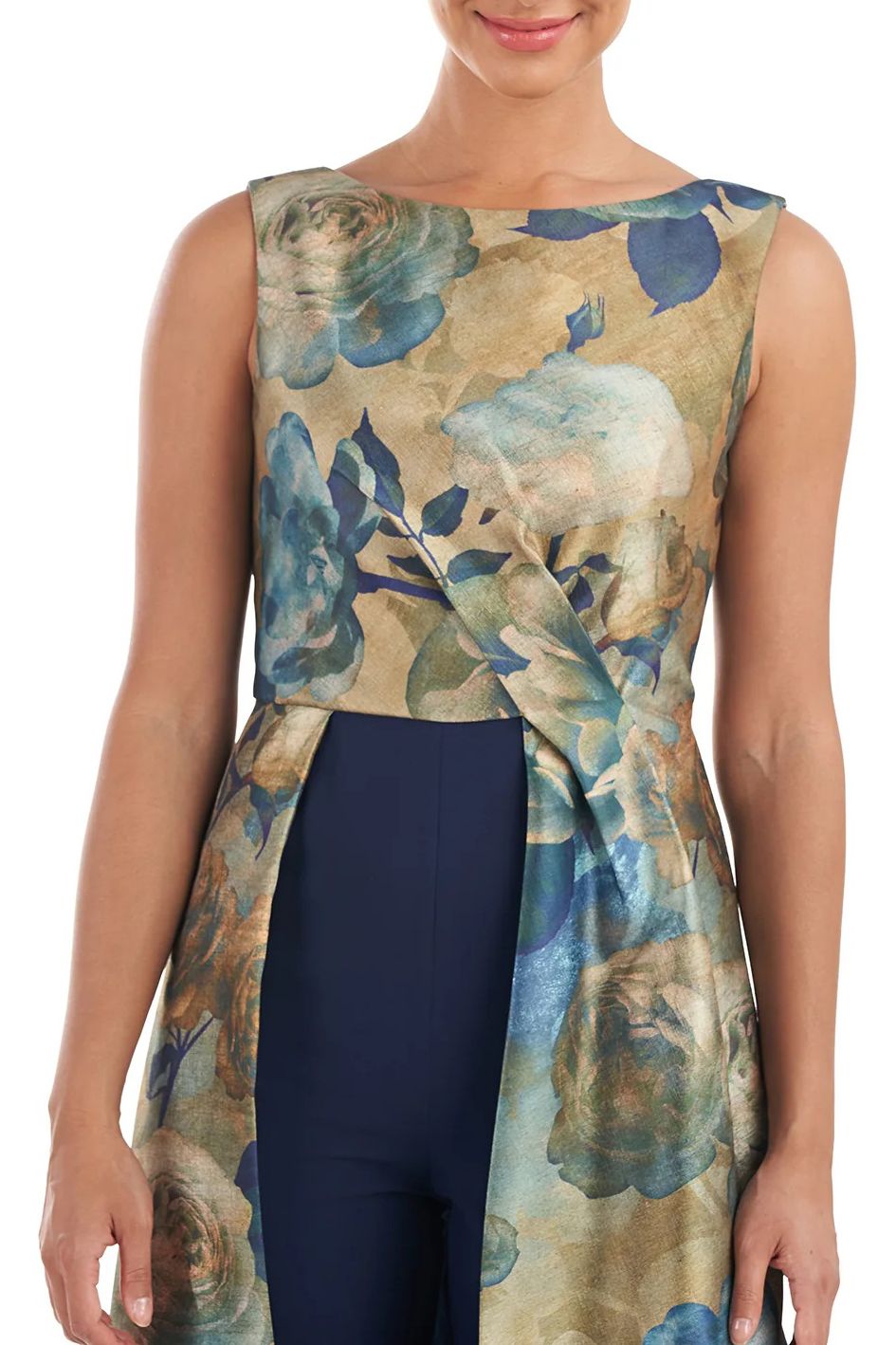 Kay Unger 5548231 Long Sleeveless Formal Floral Print Jumpsuit