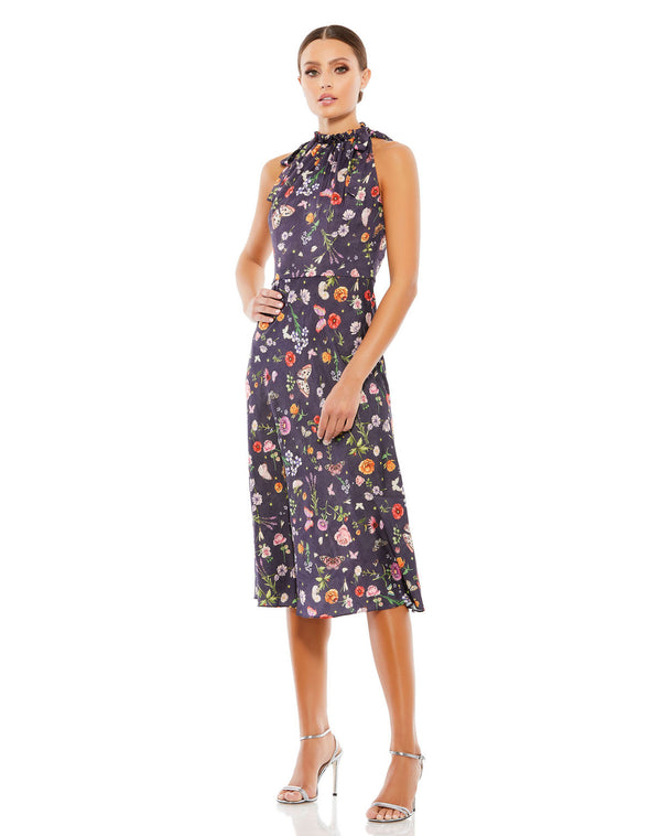Floral Print Short Dress Cocktail Midi Mac Duggal 55629
