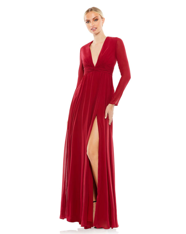 Long Sleeve Formal Slit Dress Sleeve Formal Slit Dress Mac Duggal 55680