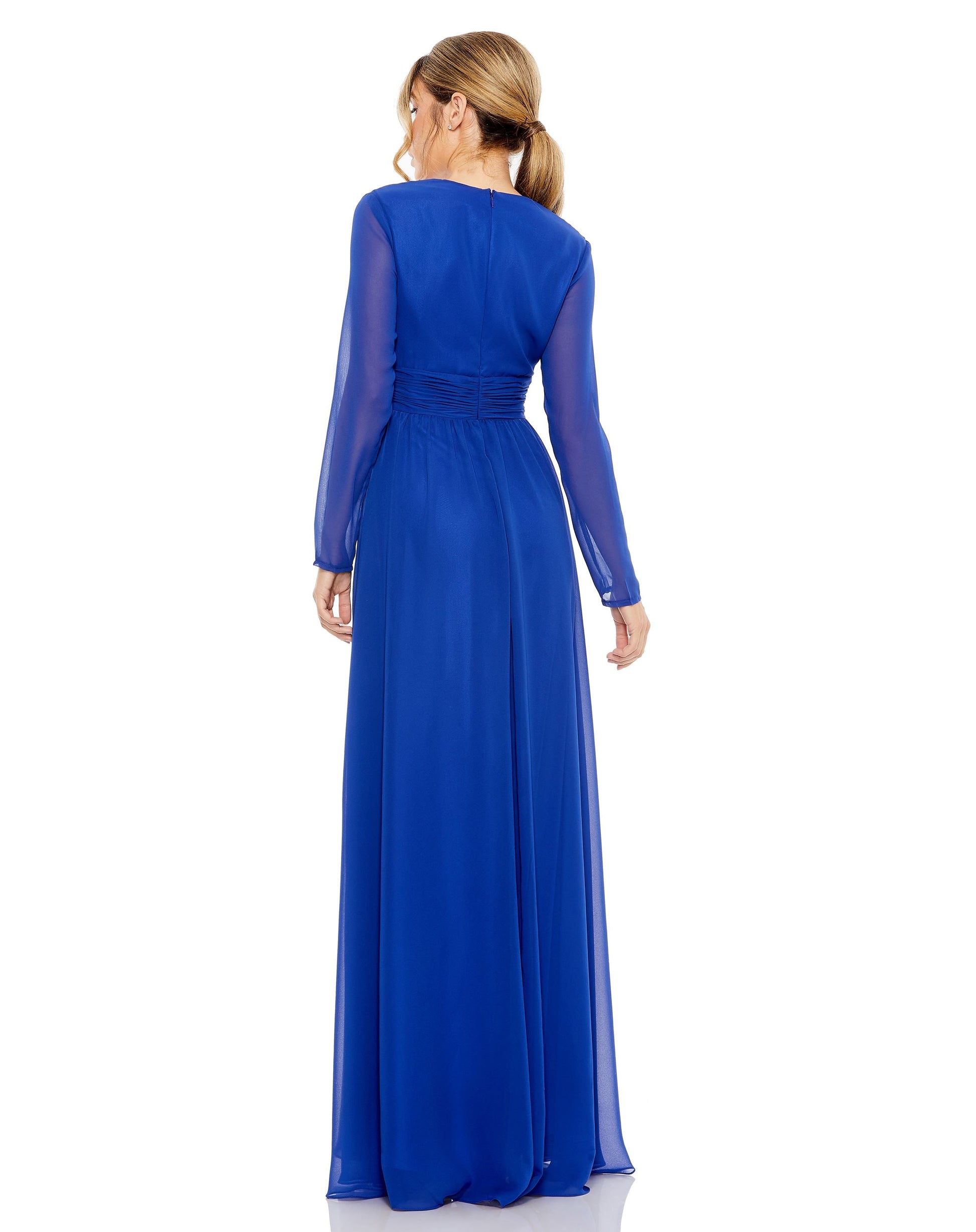 Mac Duggal 55680 Long Sleeve Formal Slit Dress