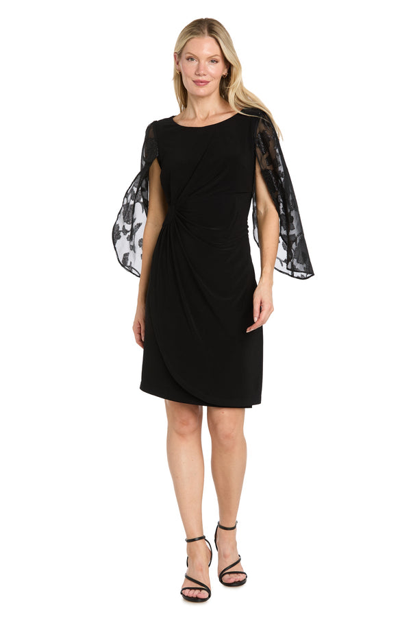 R&M Richards 5568 Boat Neck Knee-Length Jersey Cocktail Dress Capelet