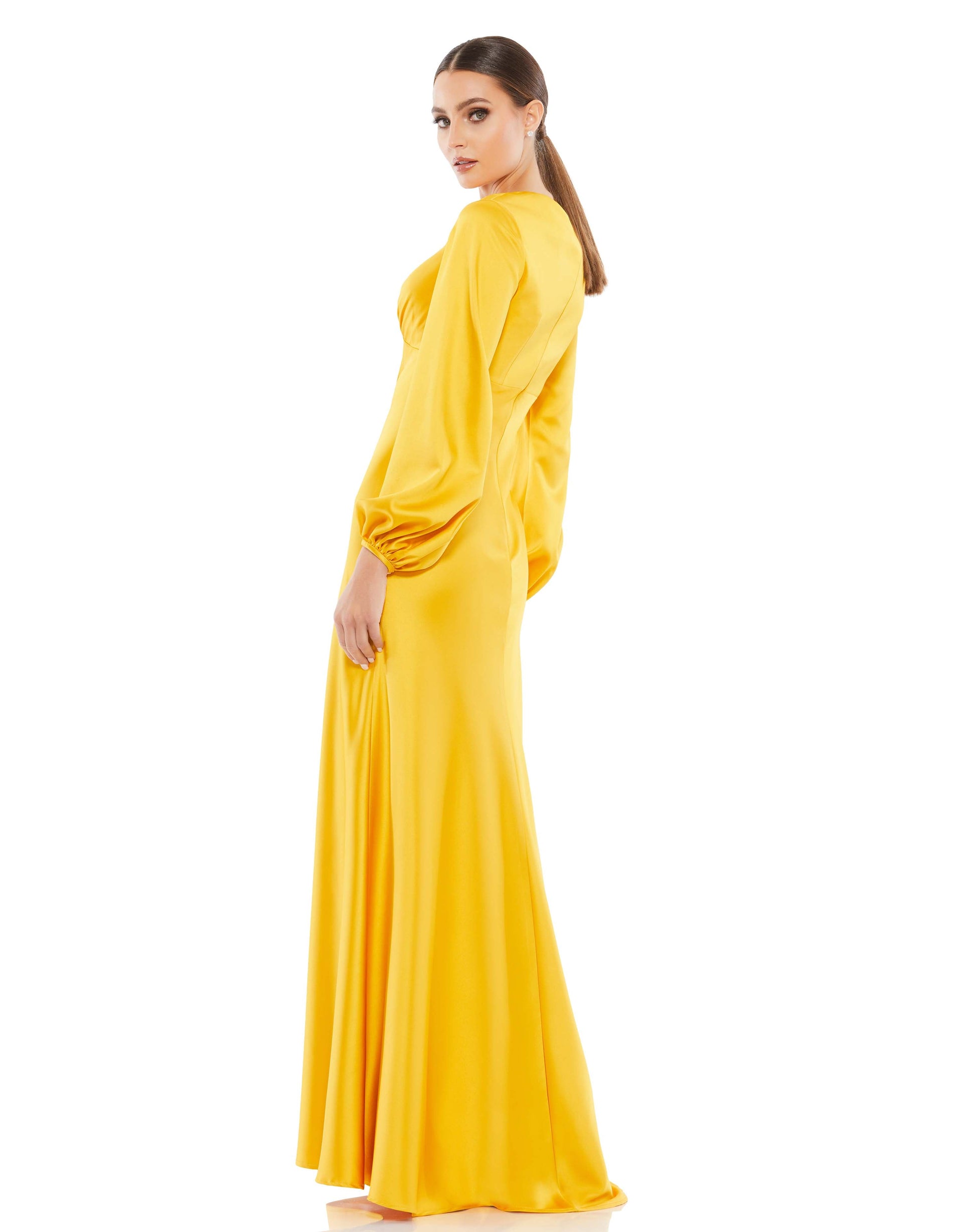 Mac Duggal 55693 Long Sleeve Formal Satin Dress