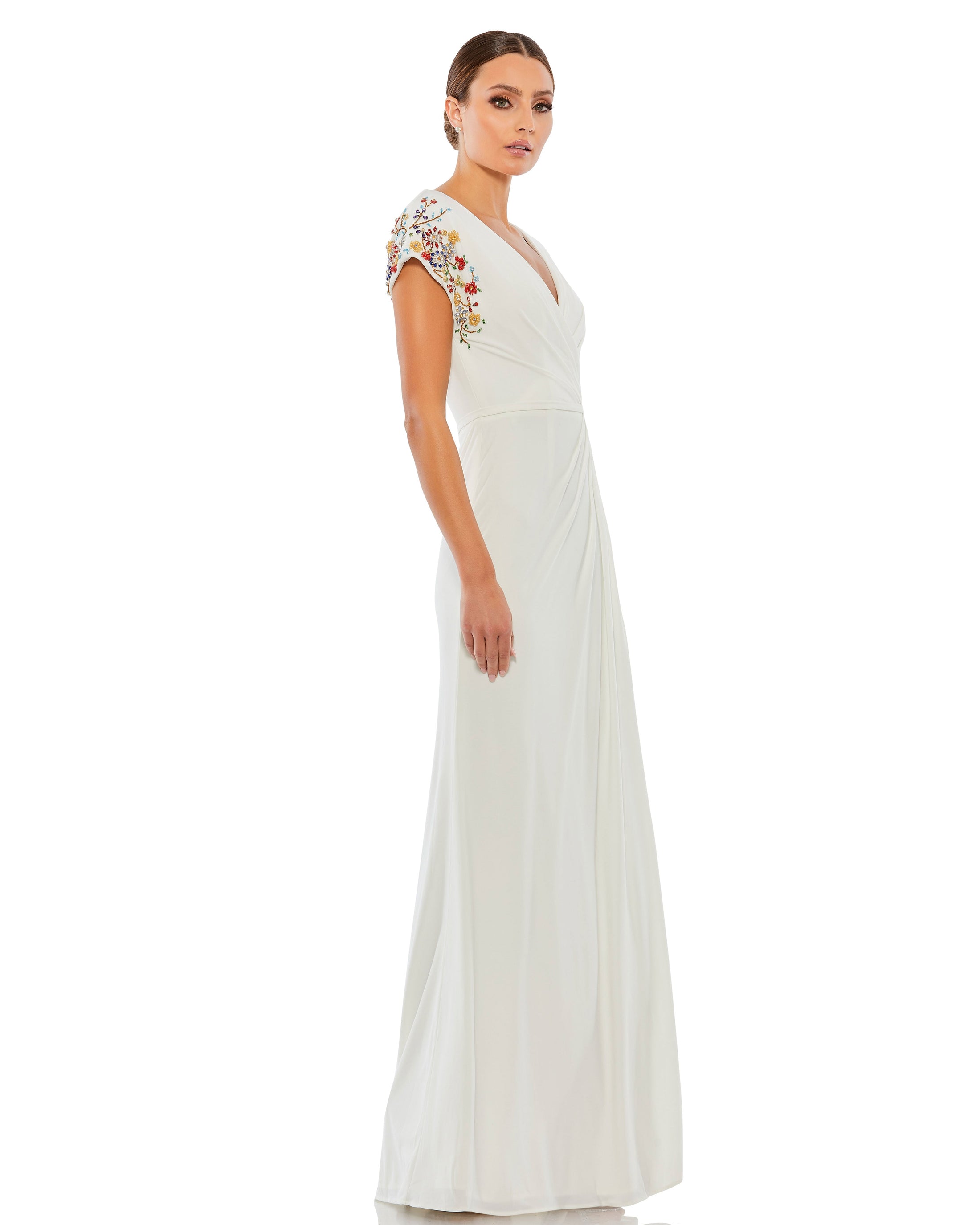 Black Multi Mac Duggal 55709 Mother of the Bride Long Dress for $498.0 – The Dress Outlet