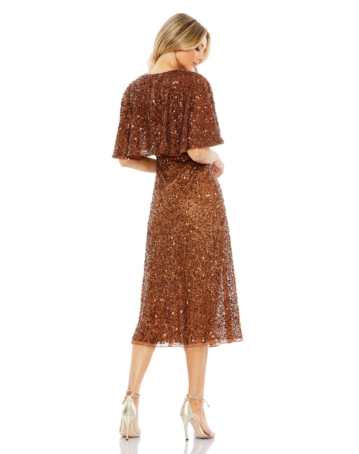 Mac Duggal 5577 Short Mother of the Bride Sequin Cape Midi Dress