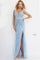 Prom Dresses Slit Long Formal Prom Feather Dress Light Blue