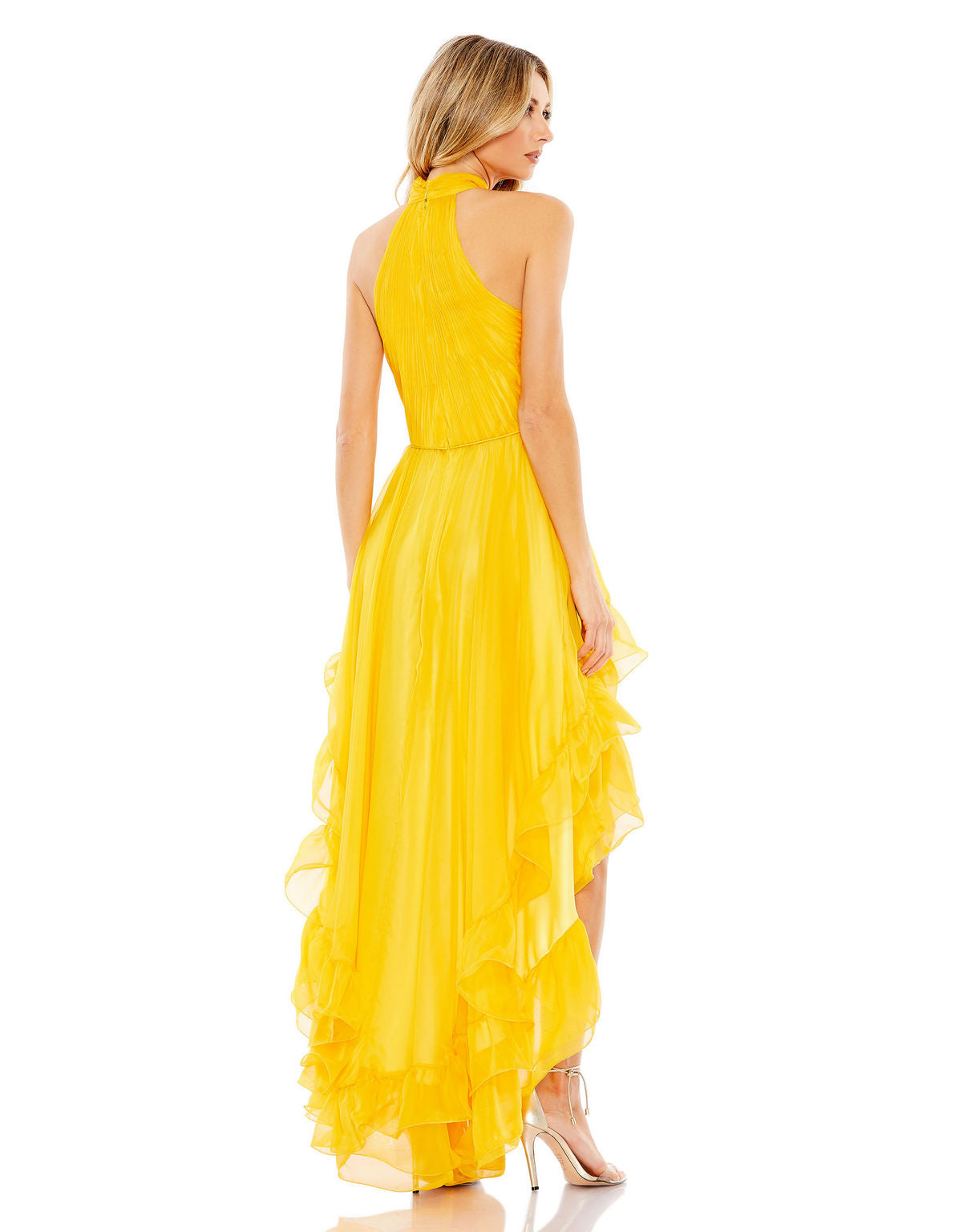 Cocktail Dresses High Low Halter Tiered Cocktail Dress Gold
