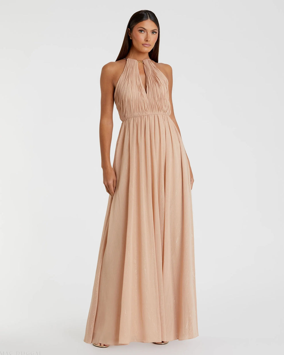 Mother of the Bride Dresses A Line Pleated Formal Long Prom Dress Mac Duggal 55822 Nude