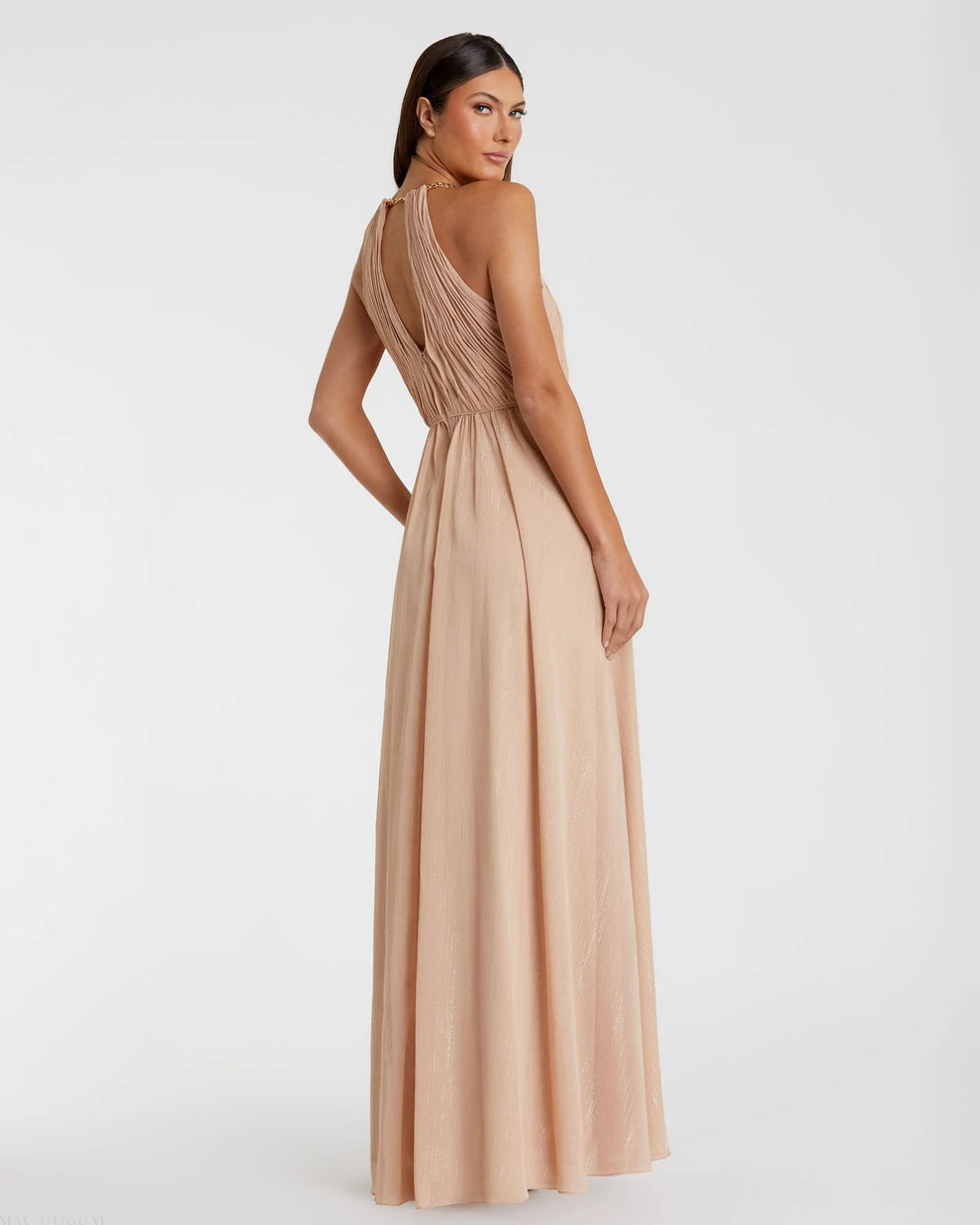 Mother of the Bride Dresses A Line Pleated Formal Long Prom Dress Mac Duggal 55822 Nude