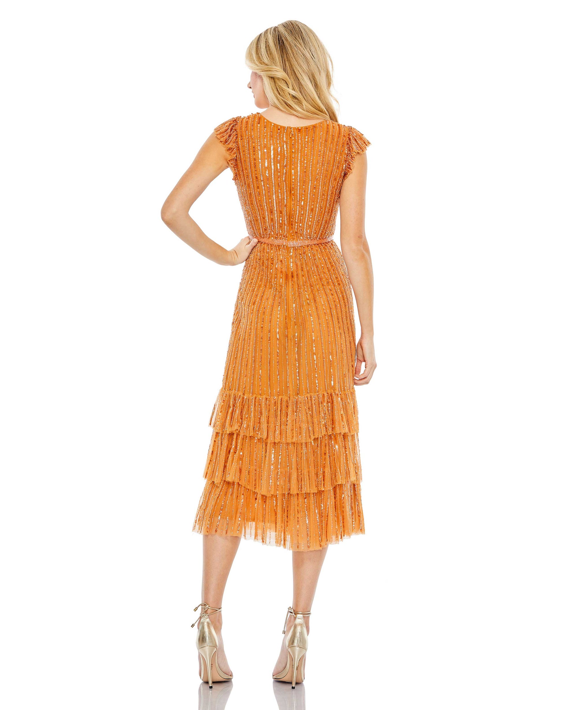 Mac Duggal 5585 Short Formal Sequin Cocktail Midi Dress