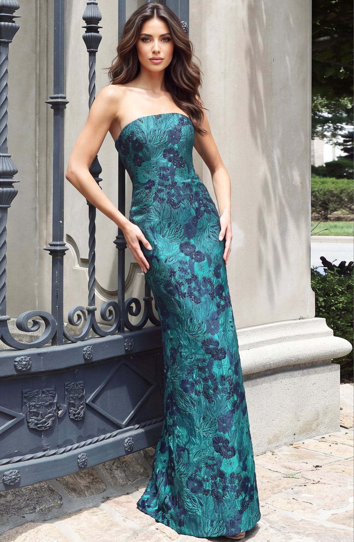 Strapless Straight Neck Floor-Length Satin Formal Mermaid Jovani 55859