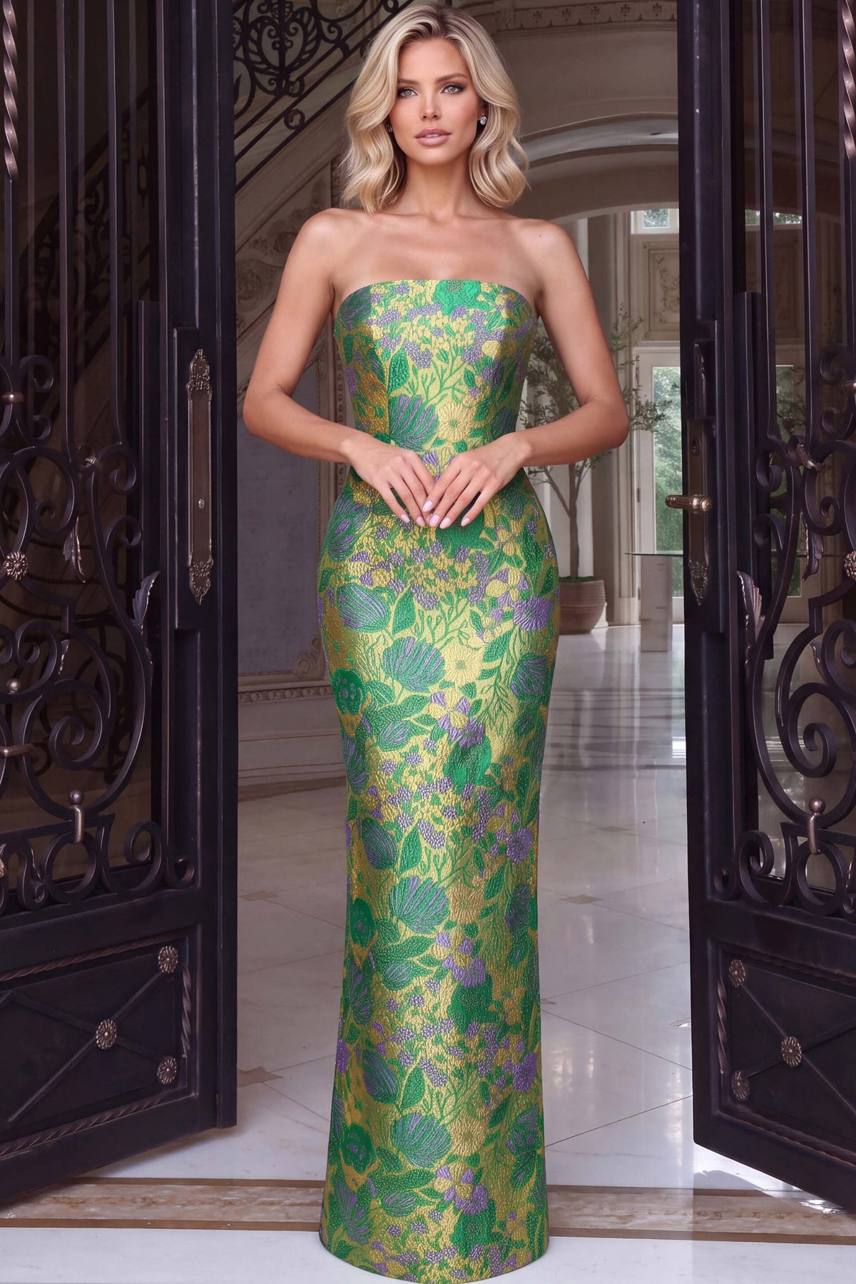 Strapless Curved Neck Floor-Length Scuba Occasion Mermaid Jovani 55860