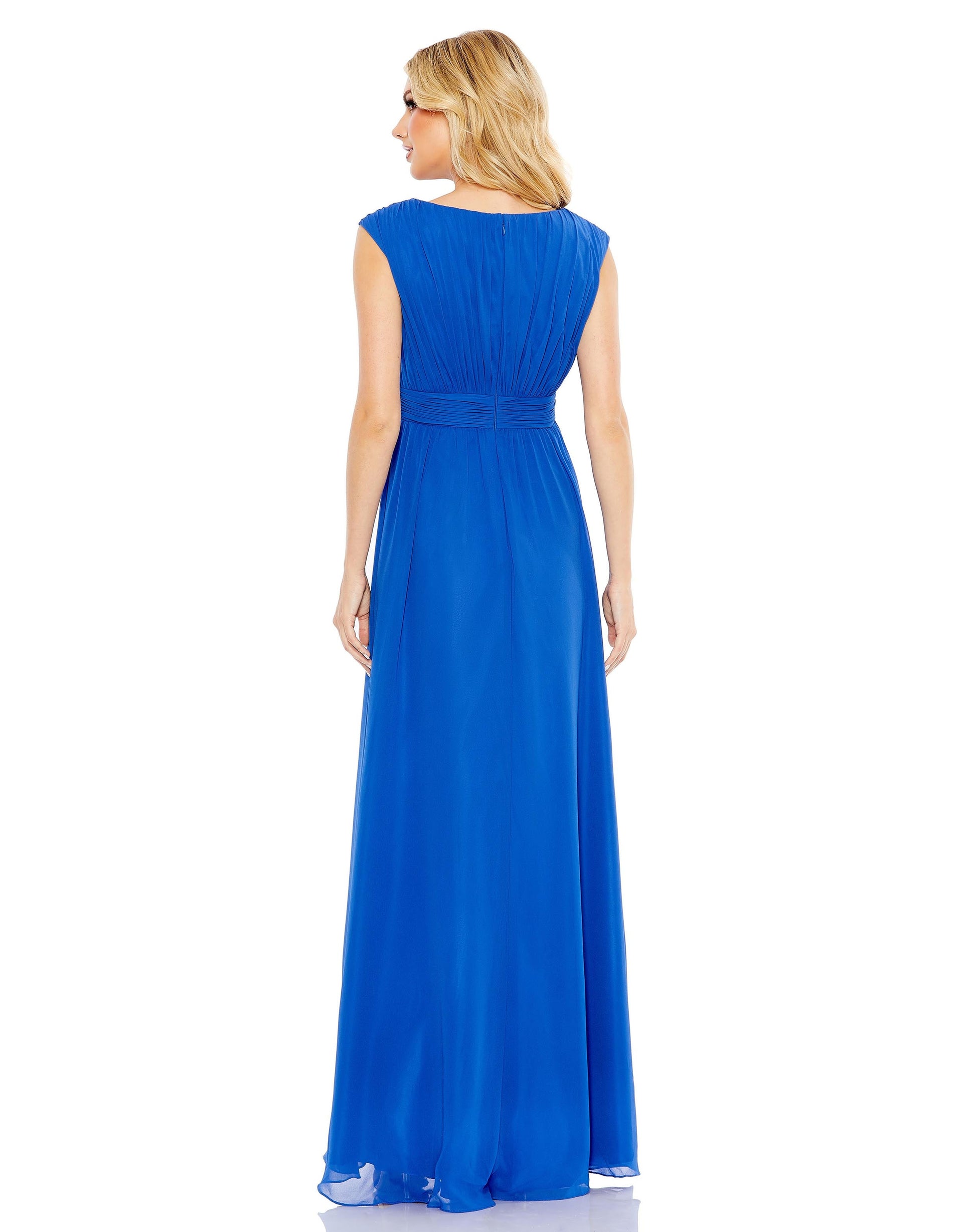 Mac Duggal 55863 Long A Line Formal Prom Pleated Dress