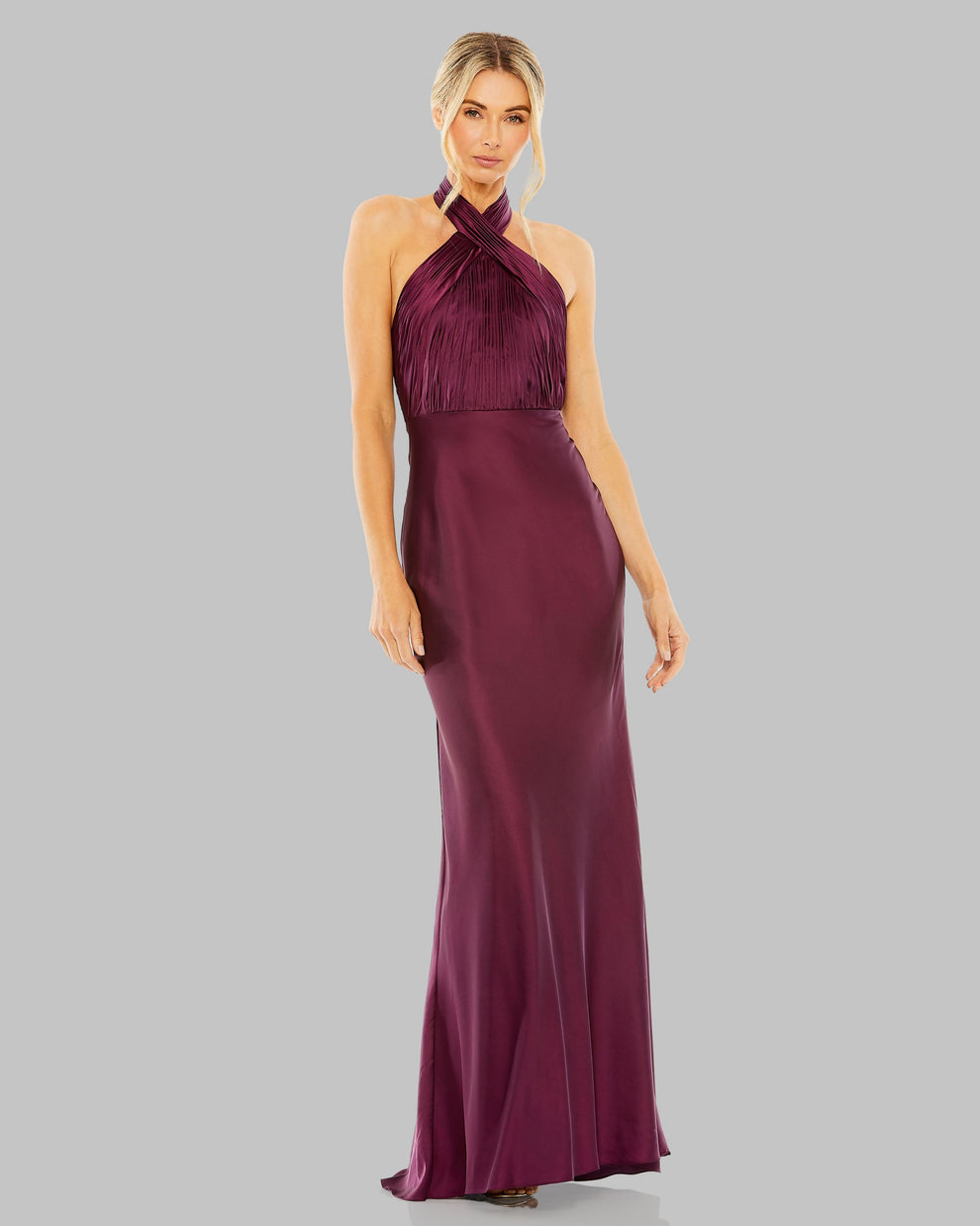 Halter Floor-Length Satin Formal Sheath Mac Duggal 55995