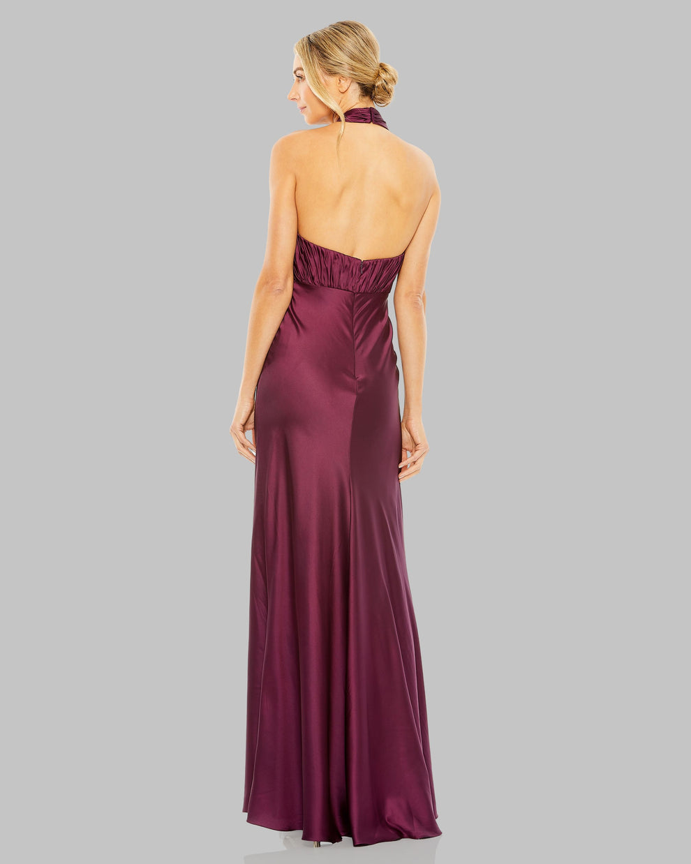 Halter Floor-Length Satin Formal Sheath Mac Duggal 55995