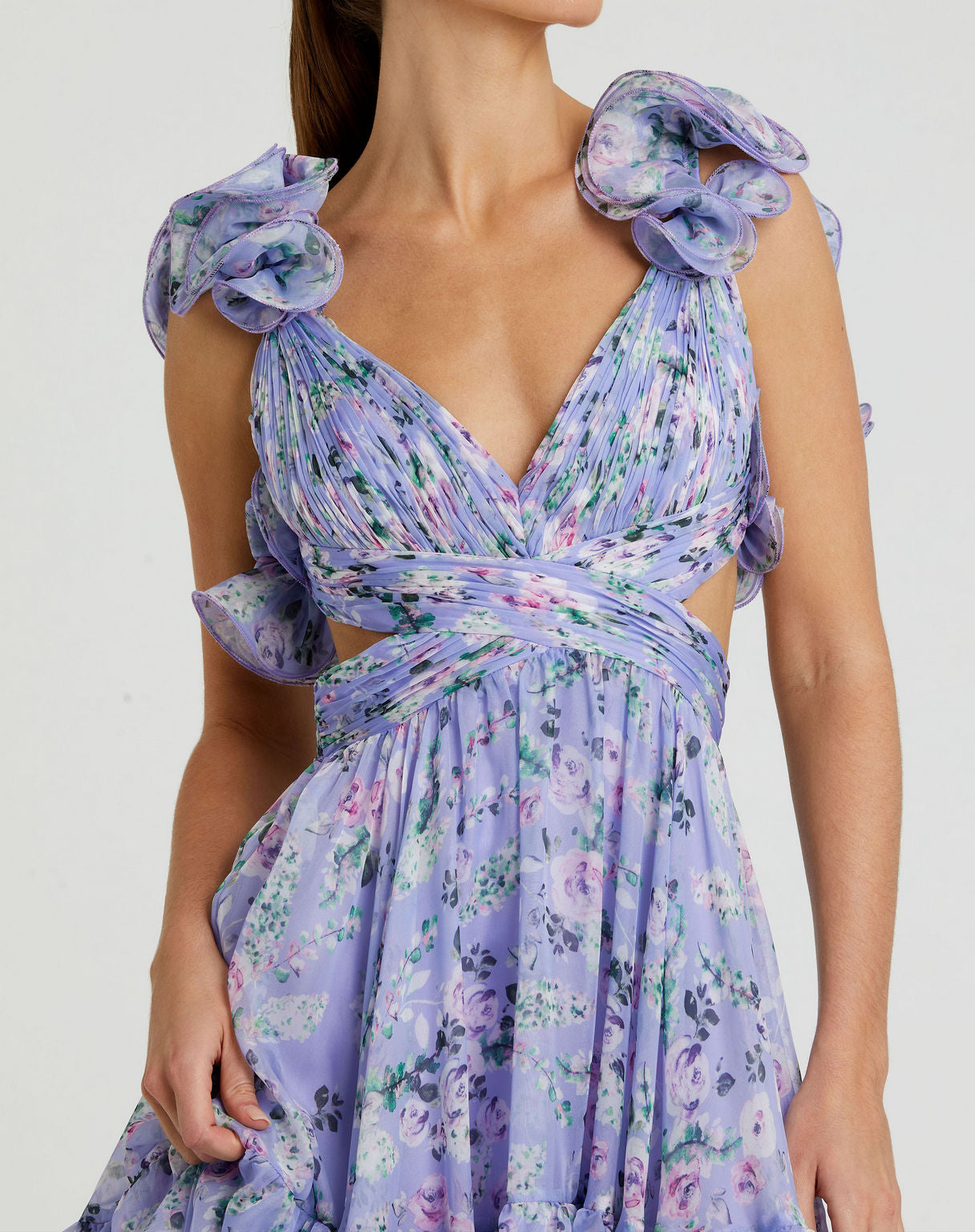 Mac Duggal 56049 Floral Print Cocktail Midi Dress